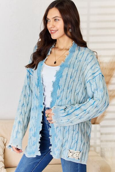 POL Cable-Knit Open Front Sweater Cardigan