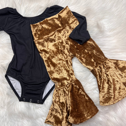 Gold velvet bell bottoms