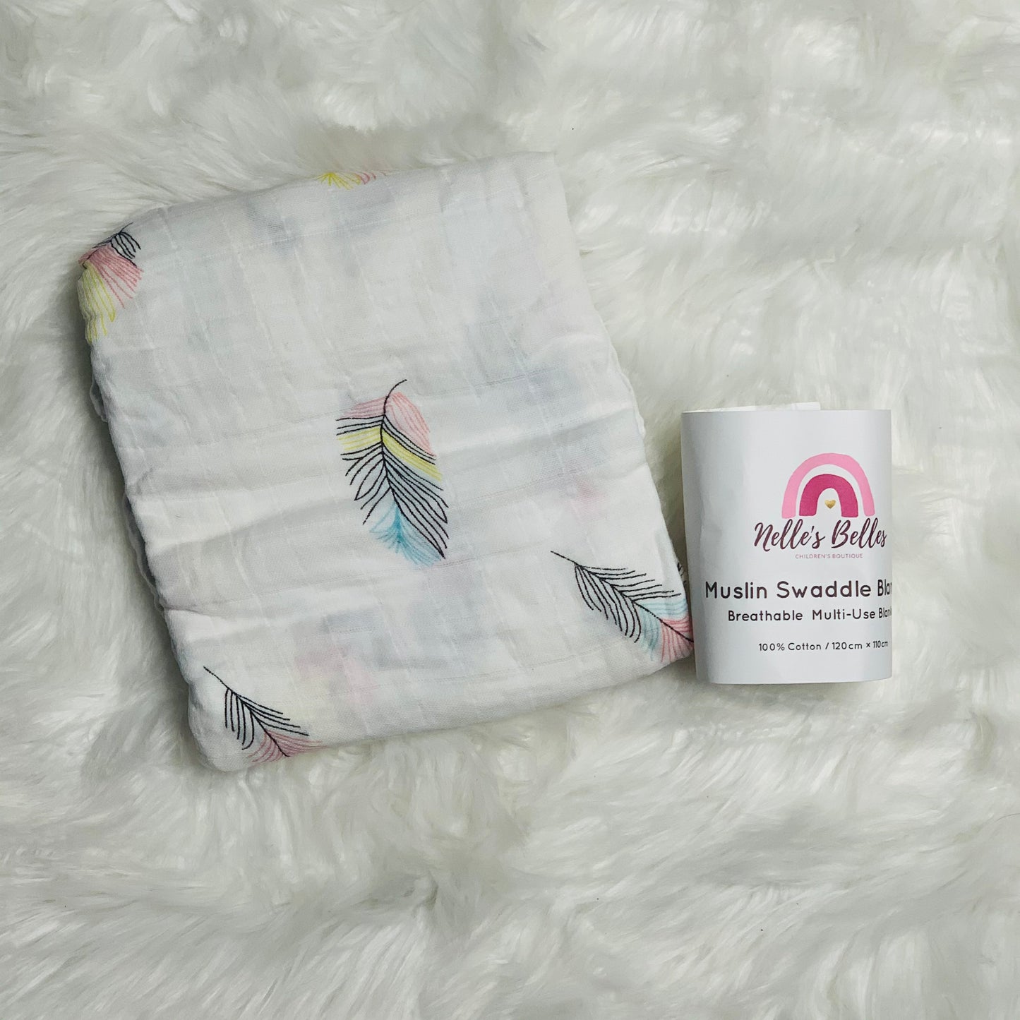 Feathers Muslin blanket