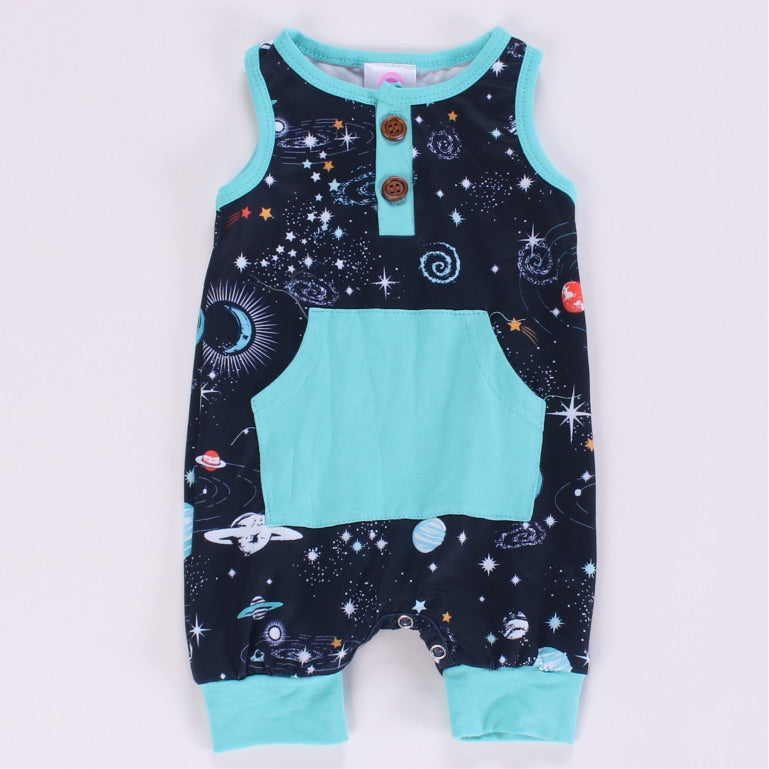 Space shorts romper