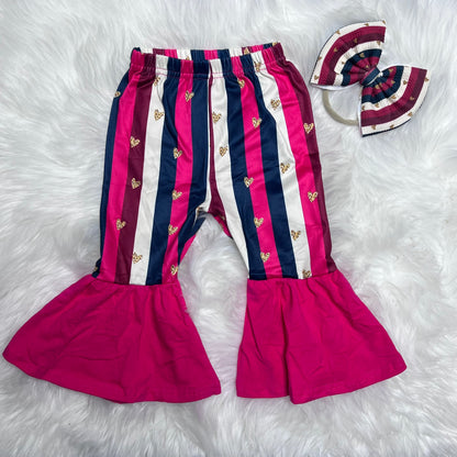 Valentines stripe bell bottoms