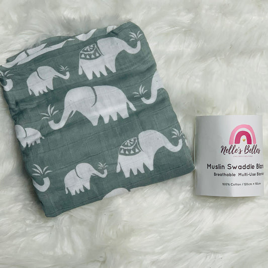 Elephants Muslin blanket