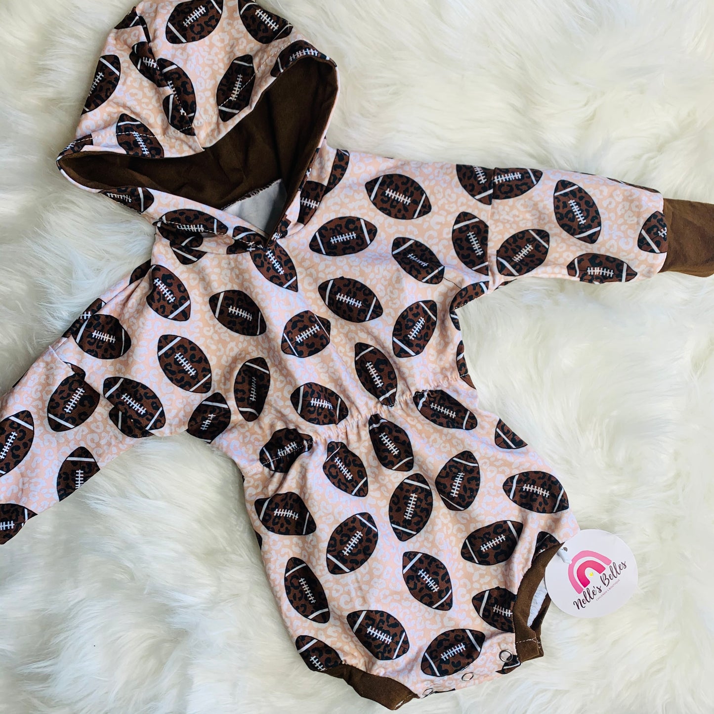 Leopard football hoodie romper