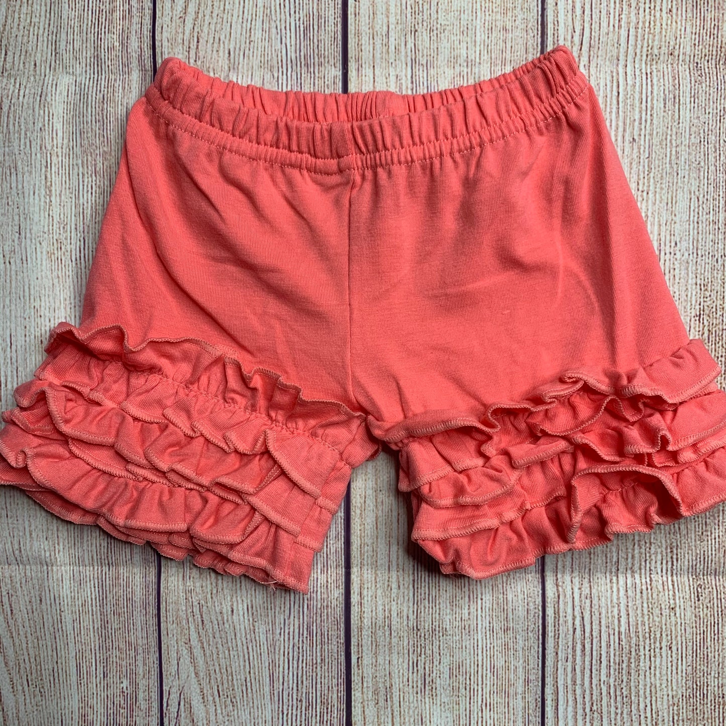 Salmon pink ruffle shorts