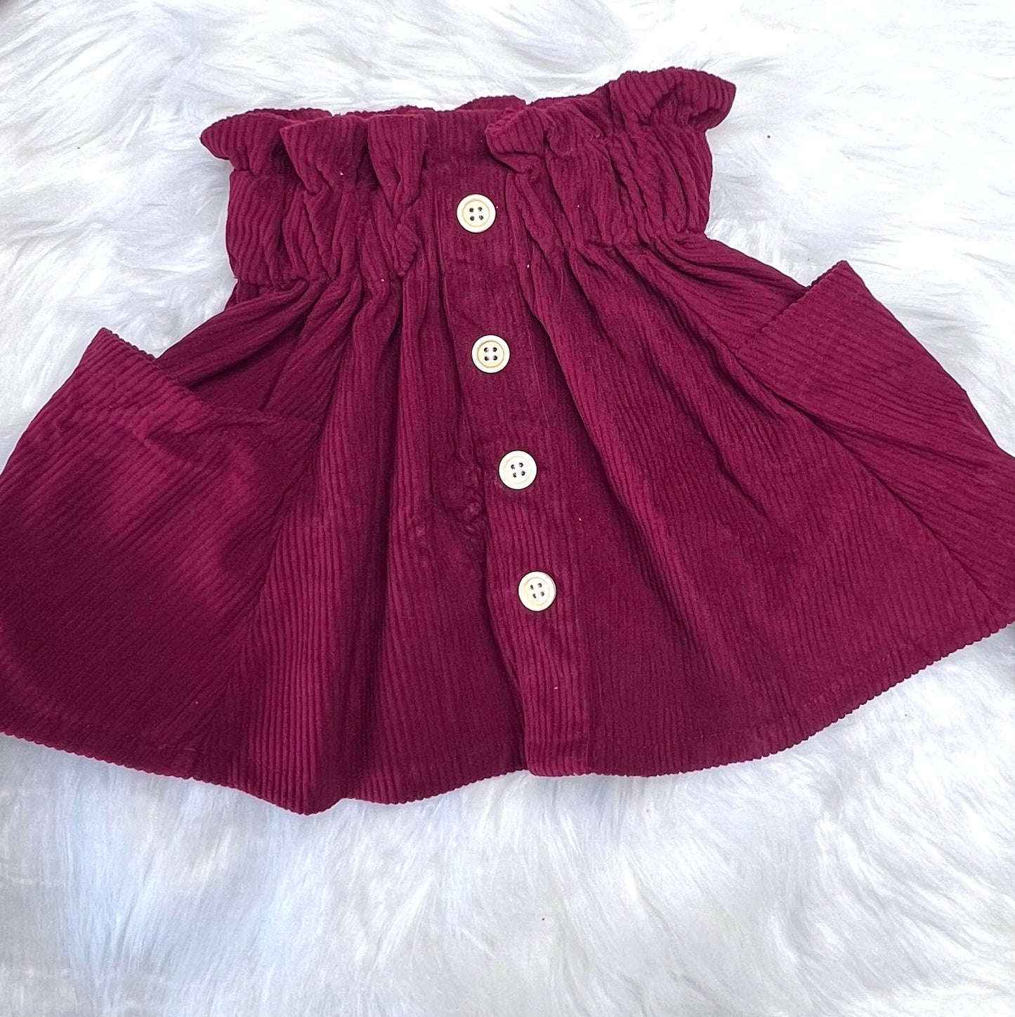 Burgundy corduroy pocket skirt