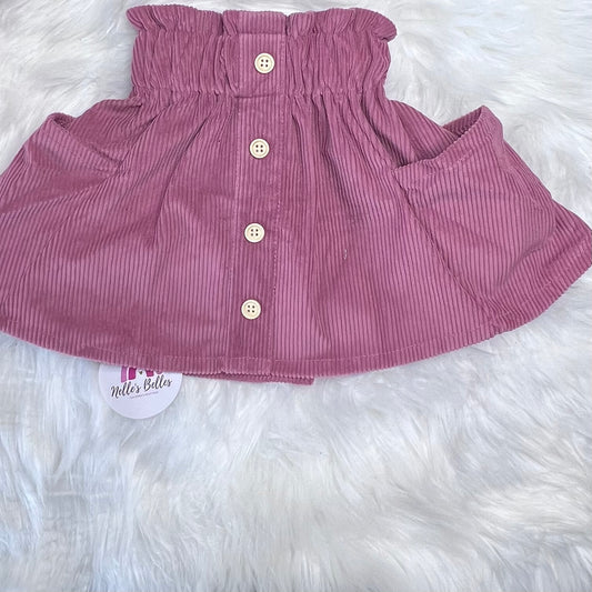 Mauve corduroy pocket skirt