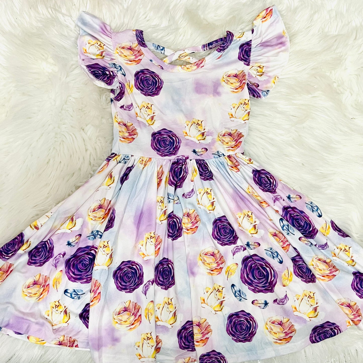 Lavender rose floral twirl dress