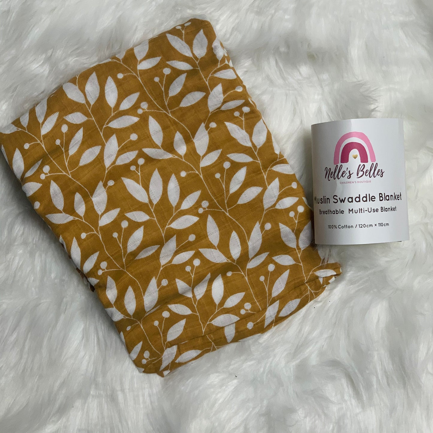 Mustard yellow floral Muslin blanket