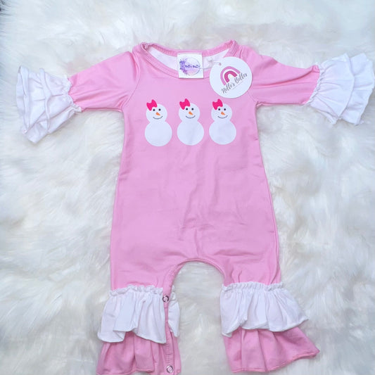 Pink snowmen romper