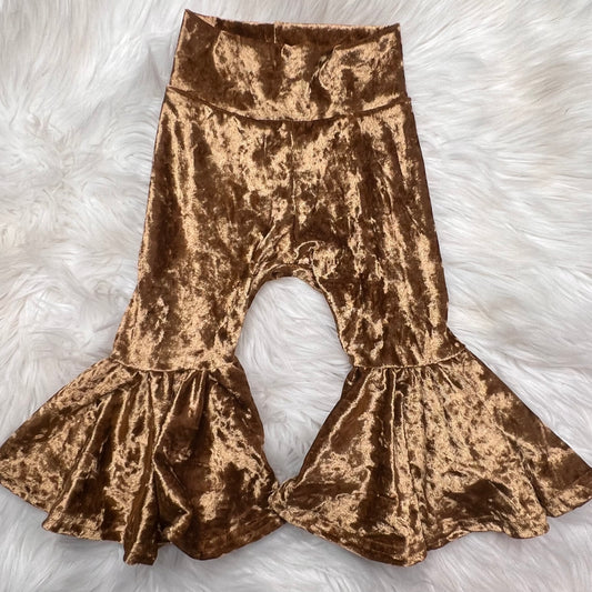 Gold velvet bell bottoms