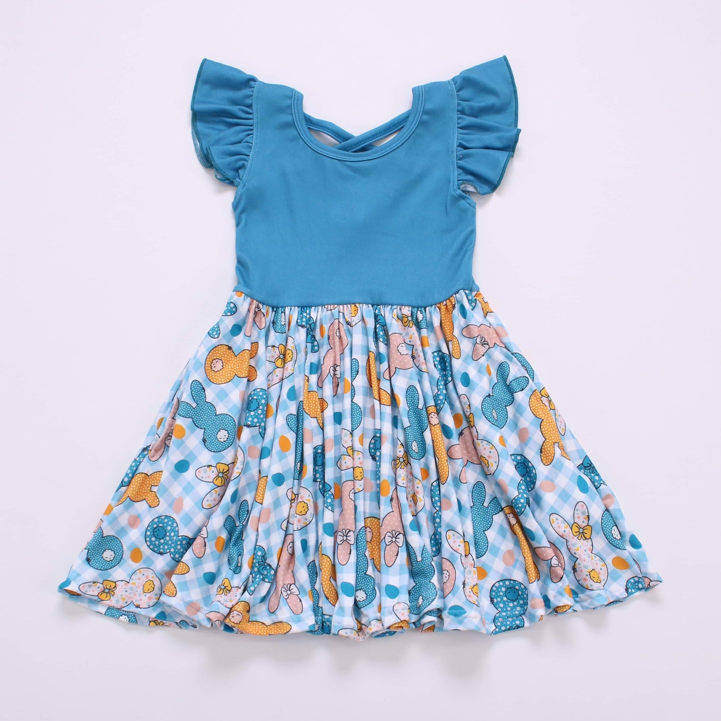 Color block bunny twirl dress