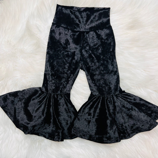 Black velvet bell bottoms