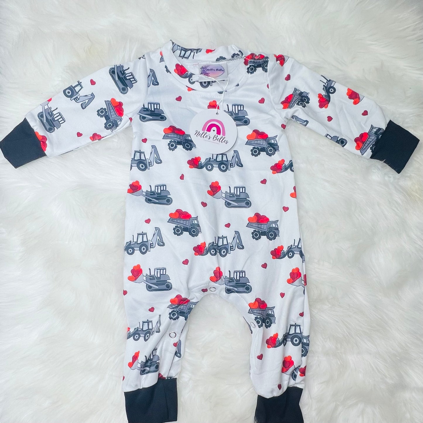 Dump trucks of hearts romper