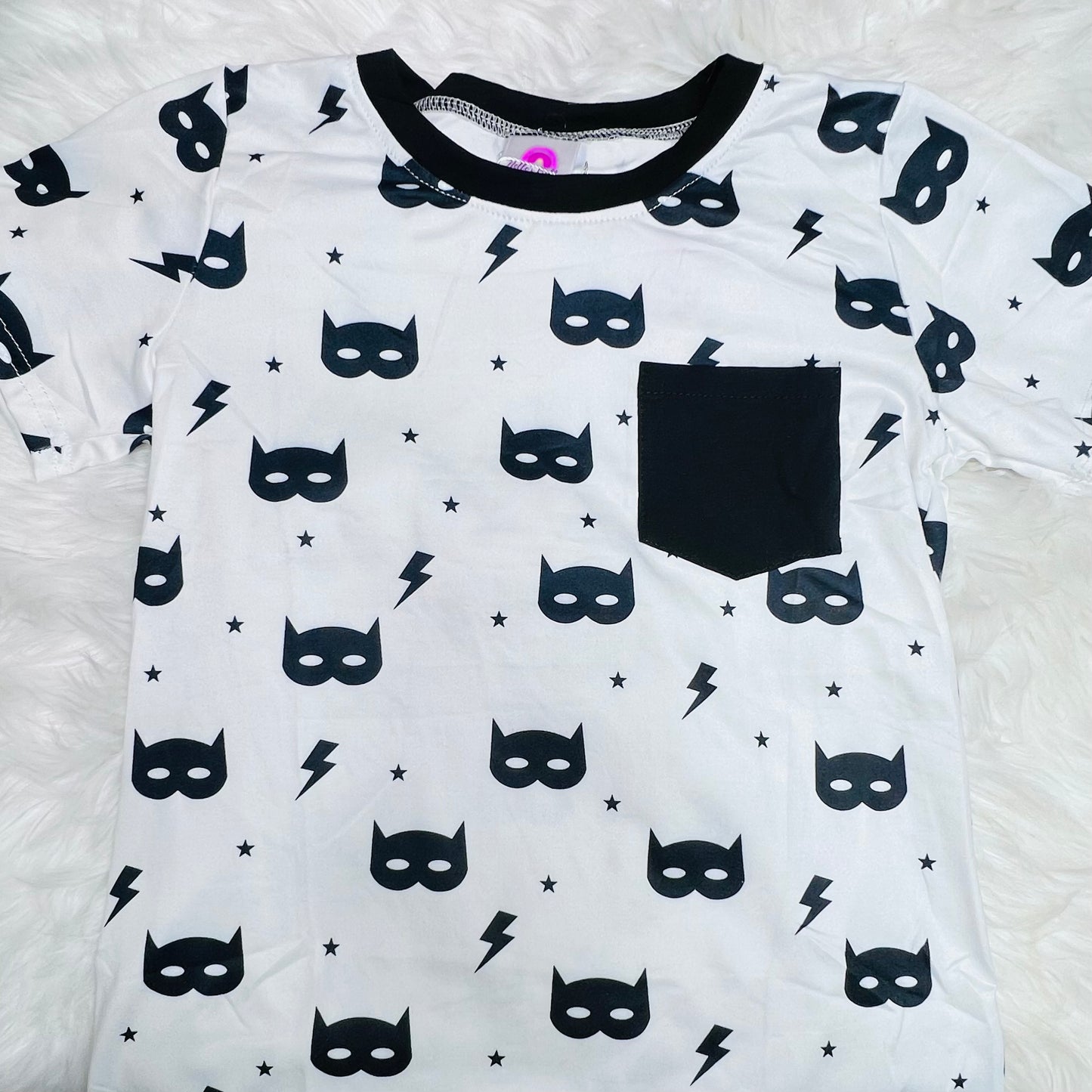 Black and white mask tee